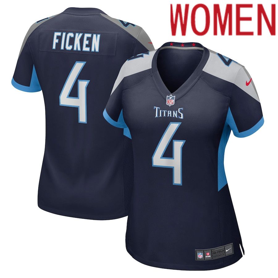 Women Tennessee Titans #4 Sam Ficken Nike Navy Game NFL Jersey->women nfl jersey->Women Jersey